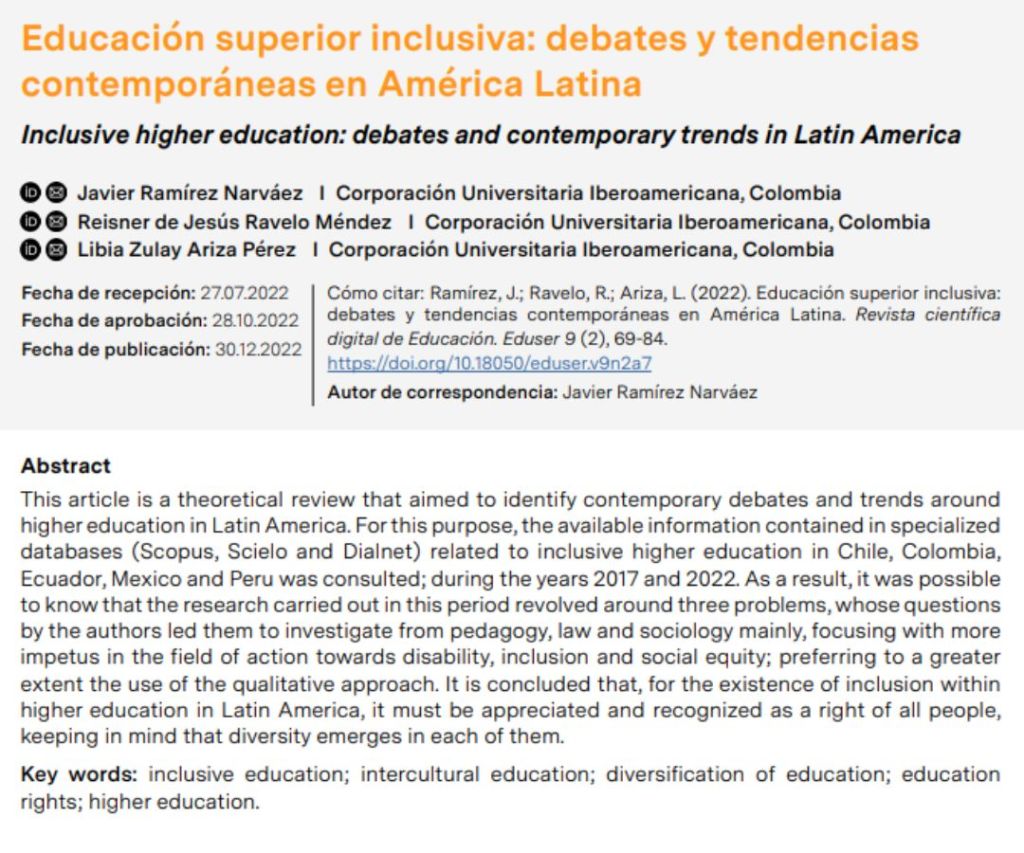 Educación superior inclusiva: debates y tendencias contemporáneas en América&nbsp;Latina