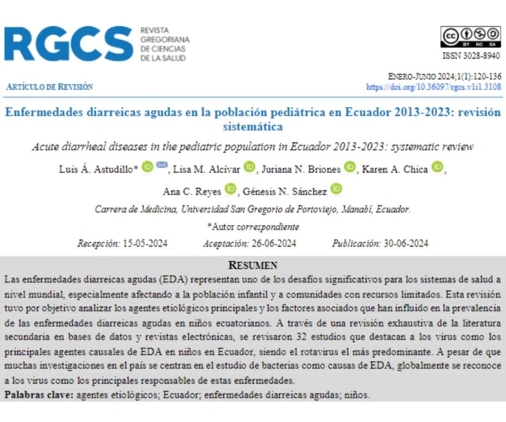 Enfermedades diarreicas agudas en población pediátrica en Ecuador 2013-2023: Revisión sistemática