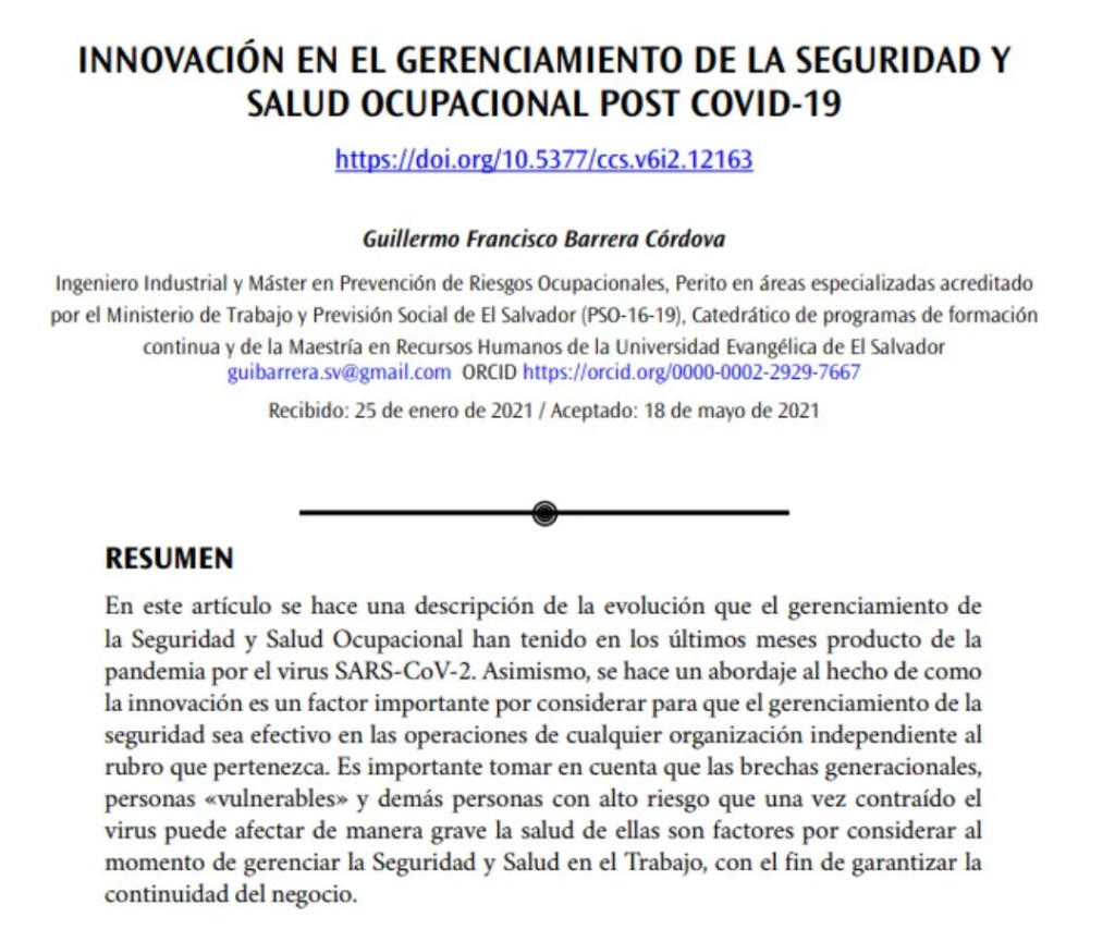 Innovación en el gerenciamiento de la seguridad y salud ocupacional post&nbsp;COVID-19