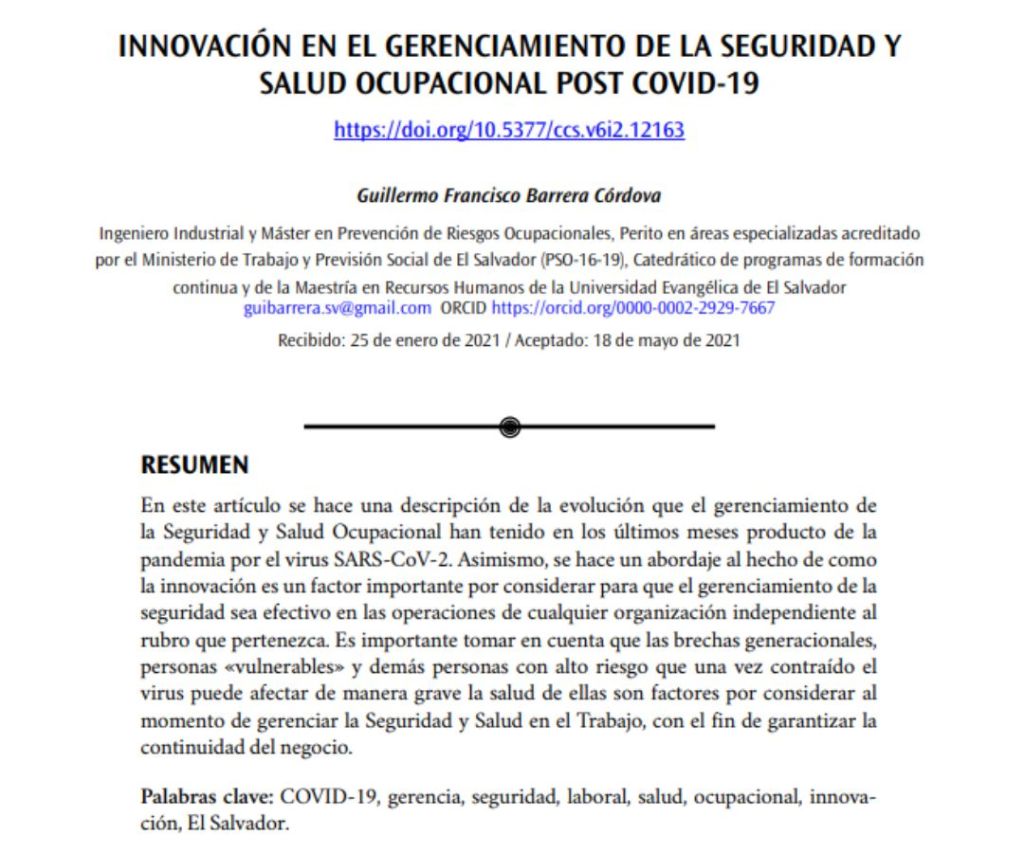 Innovación en el gerenciamiento de la seguridad y salud ocupacional post&nbsp;COVID-19