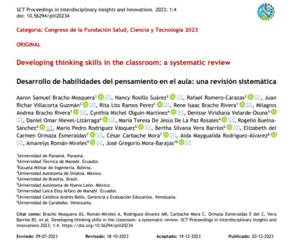 Desarrollo de habilidades del pensamiento en el aula: una revisión&nbsp;sistemática