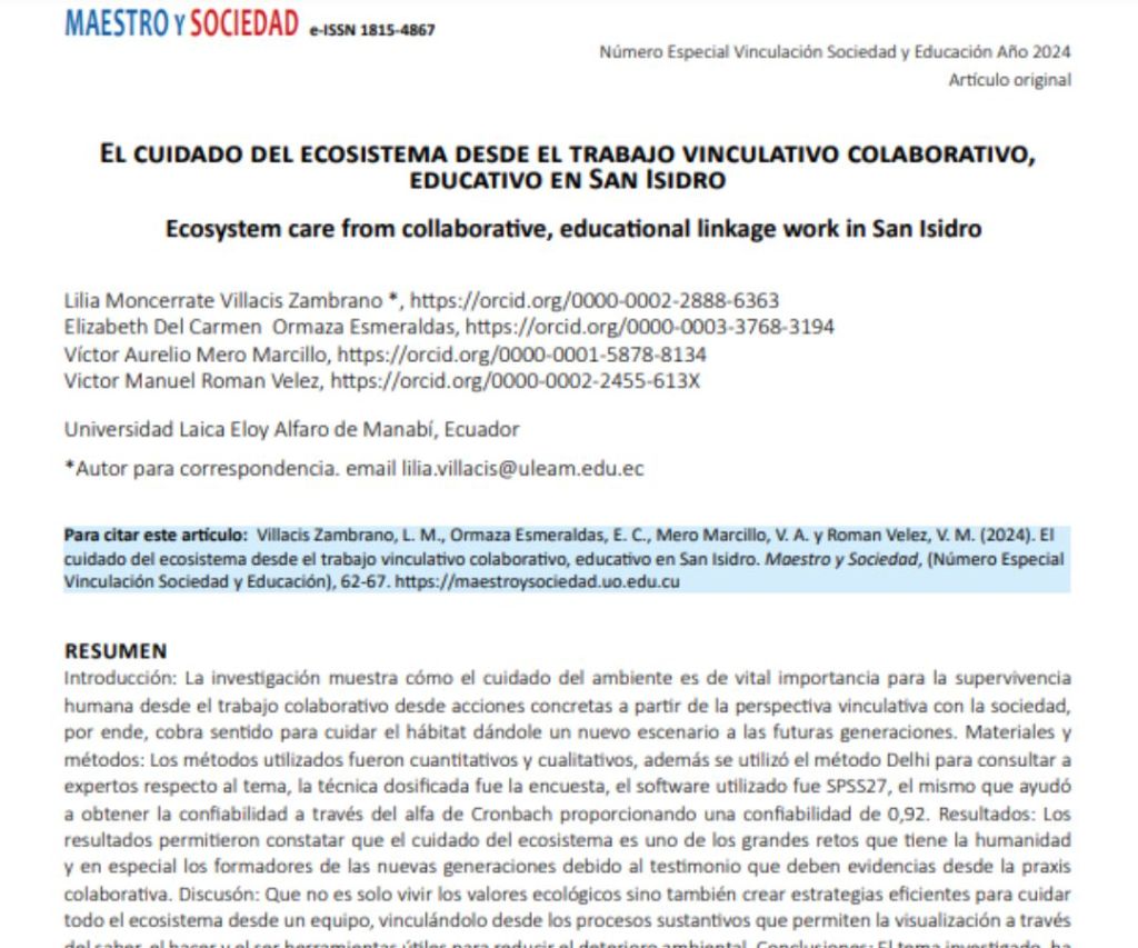 El cuidado del ecosistema desde el trabajo vinculativo colaborativo, educativo en San&nbsp;Isidro