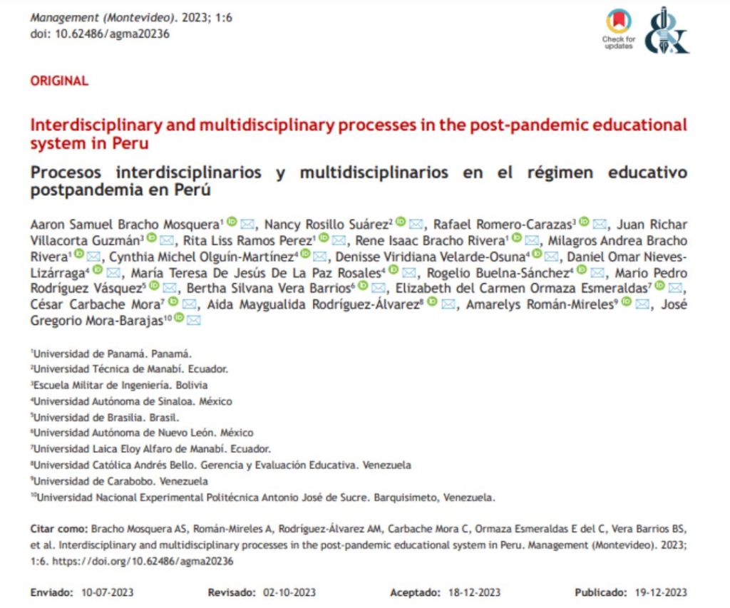 Procesos interdisciplinarios y multidisciplinarios en el régimen educativo postpandemia en&nbsp;Perú