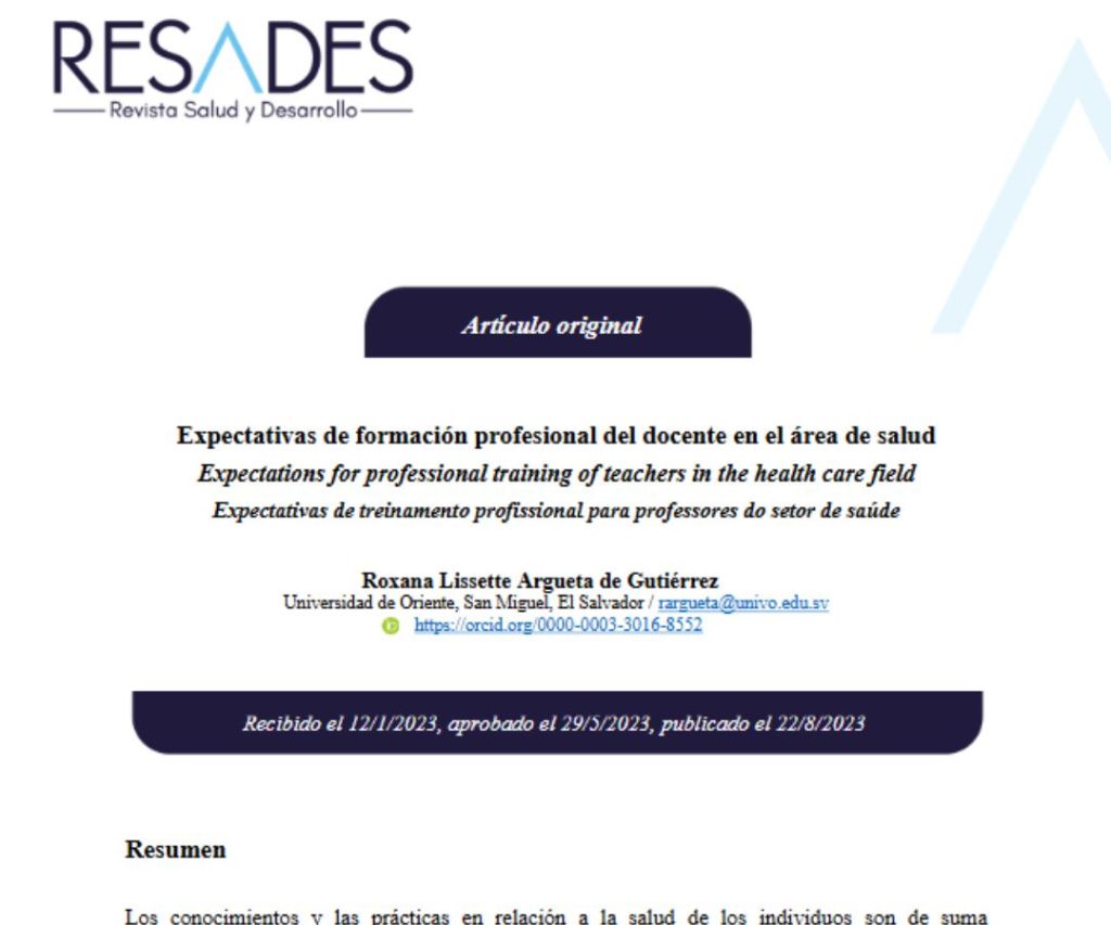 Expectativas de formación profesional del docente en el área de salud