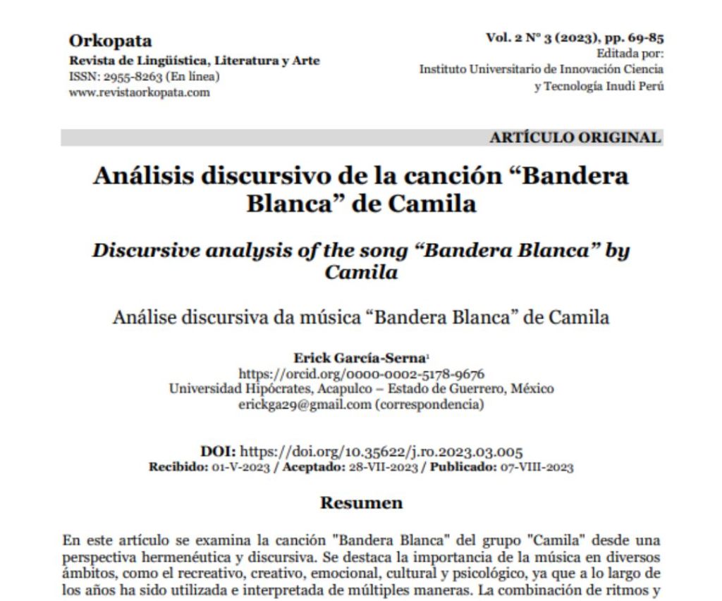 Análisis discursivo de la canción “Bandera Blanca” de&nbsp;Camila