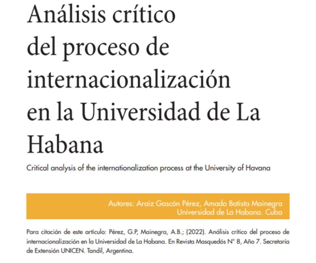 Análisis crítico del proceso de internacionalización en la Universidad de La&nbsp;Habana