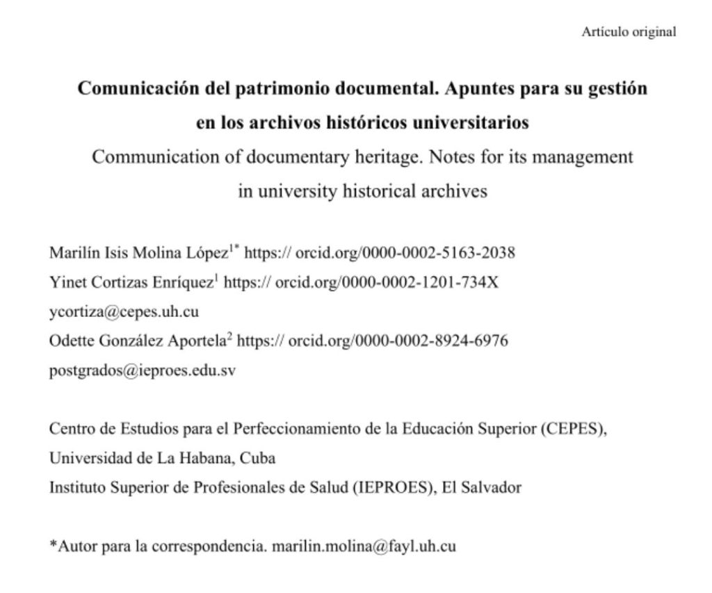 Comunicación del patrimonio documental. Apuntes para su gestión en los archivos históricos&nbsp;universitarios.